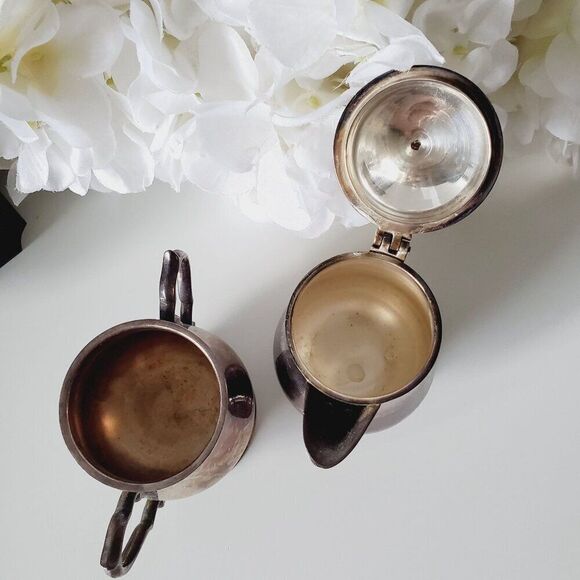 Vintage Victorian Silver Sugar Bowl and Creamer Set Decorative - Picture 8 of 16